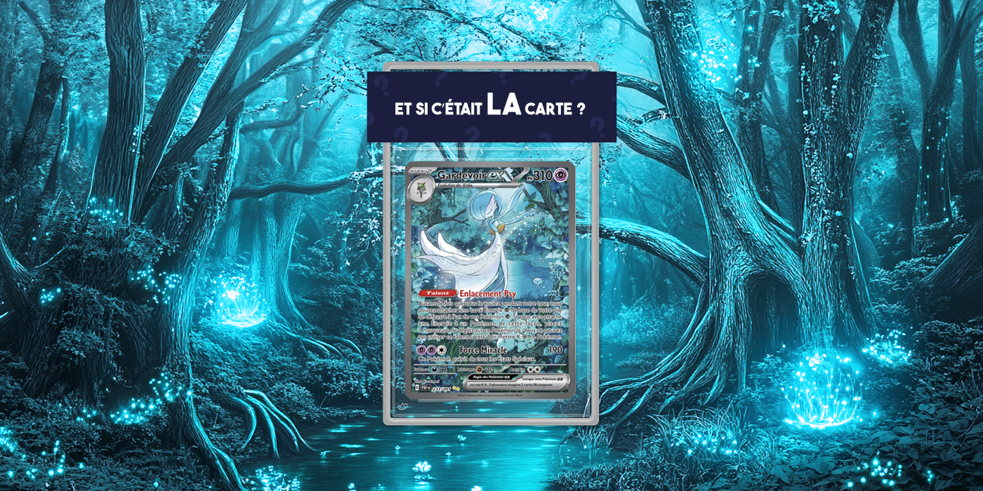 Bannière présentant une carte gradée alternative disponible dans les packs Poképhoria : Gardevoir ex 233 de la série Pokémon Destinées de Paldea.