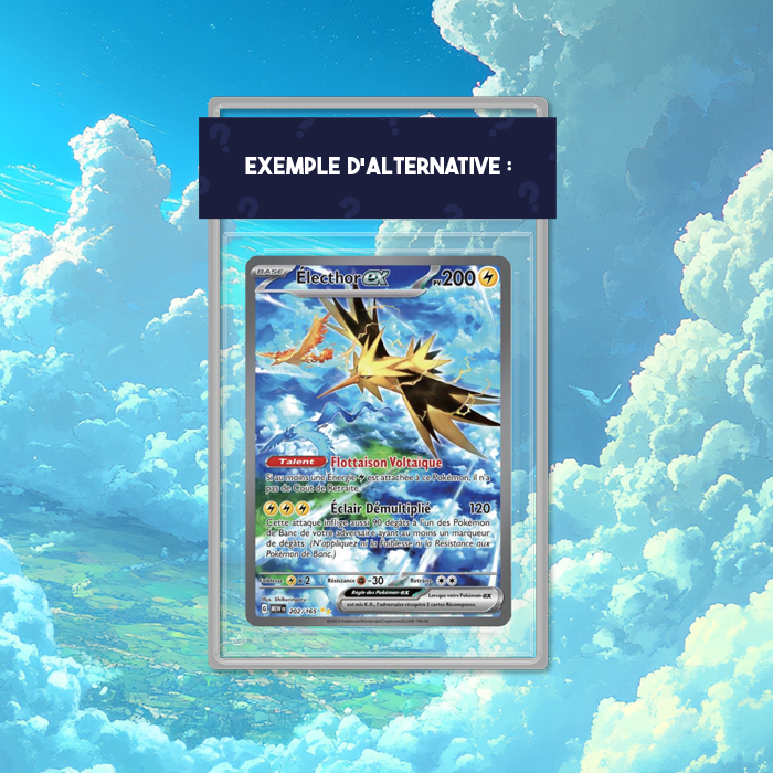 Exemple de carte gradée alternative disponible dans les packs Poképhoria : Électhor ex 202 de la série Pokémon 151.