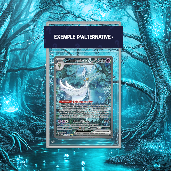 Exemple de carte gradée alternative disponible dans les packs Poképhoria : Gardevoir ex 233 de la série Pokémon Destinées de Paldea.