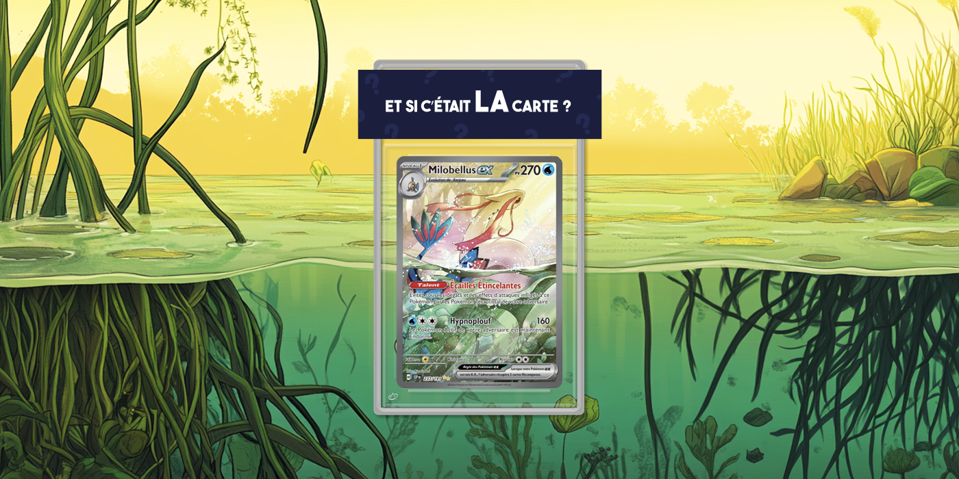 Exemple de carte gradée alternative disponible dans les packs Poképhoria : Milobellus ex 237 de la série Pokémon Étincelles Déferlantes.